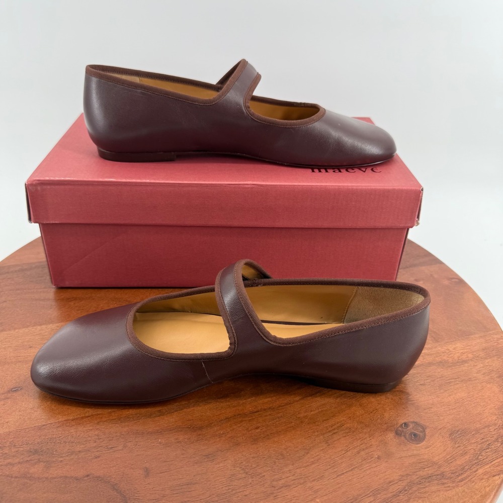 Maeve Square Toe Mary Jane Flats Brown Leather Anthropologie Brazil  Womens 8 - Picture 9 of 11